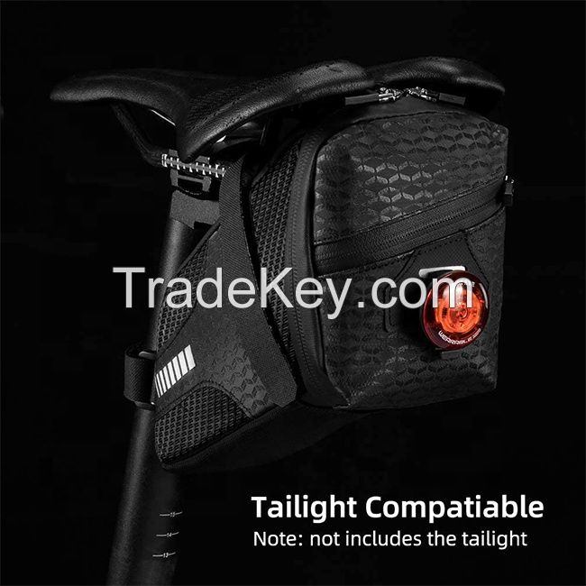 Reflective Rear Cycling Saddle Bag Taillight MTB Rode Bike Large Capacity Bag Bicycle Accessories Pouch