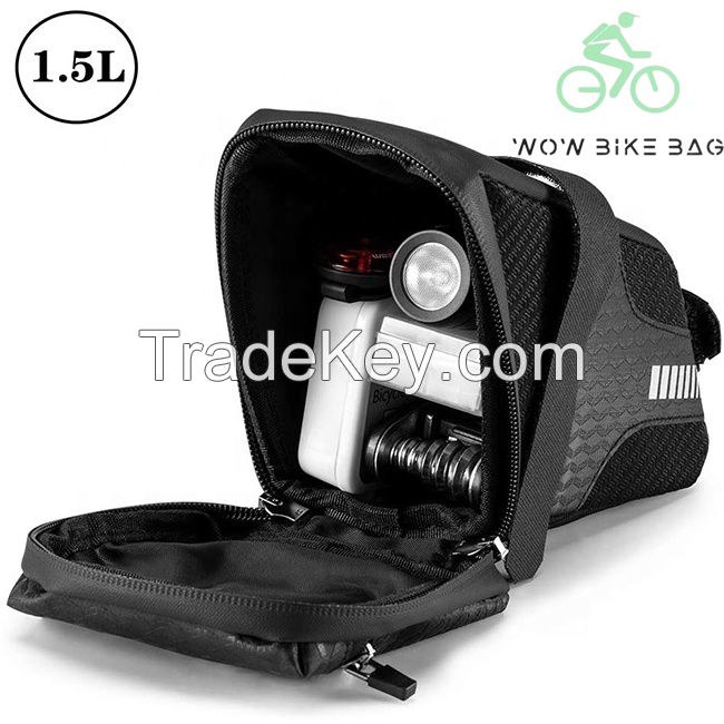 Reflective Rear Cycling Saddle Bag Taillight MTB Rode Bike Large Capacity Bag Bicycle Accessories Pouch