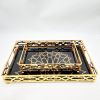 new design black glass mirror tray for food gold metal serving tray