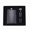 6oz black hip flask with a funnel set in a black gift box 