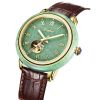 BSCI watch factory automatic movement skeleton jade watch for couple