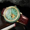 BSCI watch factory automatic movement skeleton jade watch for couple