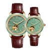 BSCI watch factory automatic movement skeleton jade watch for couple