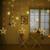 12 Stars 138 LED Curtain String Lights Window Curtain Lights with 8 Flashing Modes Decoration for Christmas Wedding Party Home Decorations (Warm White) 