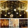 12 Stars 138 LED Curtain String Lights Window Curtain Lights with 8 Flashing Modes Decoration for Christmas Wedding Party Home Decorations (Warm White) 