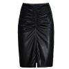 Satin Ladies Top and PU Pencil Skirt