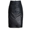 Satin Ladies Top and PU Pencil Skirt