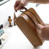 Wholesale Custom Luxury Leather Travel Makeup Case Pouch Cosmetic Bag with Zipper