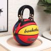 Basketball Shaped Shoulder Messenger Bag Purse Tote Mini Cross Body PU Handbag Adjustable Strap For Women Girls