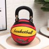 Basketball Shaped Shoulder Messenger Bag Purse Tote Mini Cross Body PU Handbag Adjustable Strap For Women Girls