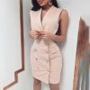 Ohvera Office Lady Formal Blazer Dress Women V Neck Mini Casual Dress Bodycon Summer Dresses 2020 Vestidos