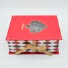 Customization cosmetic packaging embossed gold foil book shaped gift boxes with ribbon closure