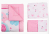 4 Piece Nursery Bedding Set - Baby Girl Crib Bedding Set Pink Elephant Nursery Bedding Crib Set | Crib Comforter, Fitted Sheet, Dust Ruffle,Blanket