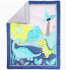 4 Piece Soft Baby Crib Bedding Set Dino Nursery Bedding Crib Set | Crib Comforter, Fitted Sheet, Dust Ruffle,Blanket