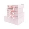 Luxury Custom Printing Pink Cardboard Rigid Magnetic Flat Pack Folding Clothes Paper Packaging Gift Box with Ribbon Closure