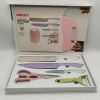 6pcs wheat straw kitchen knife set with plastic chopping board