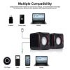 Lingzhi 1 Pair Mini Portable USB Wired Computer Speakers Audio Music Player Square Speaker Compact 3.5mm Jack Laptop Computer