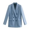 Toppies 2021 Woman Pant Suits Office Lady Blazer Two Piece Set Double Breasted Suit Jacket High Waist Straight Pants