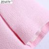 Zevity Women Sweet Double Breasted Notched Collar Pink Tweed Woolen Short Blazer Coat Vintage Female Outerwear Chic Tops CT681