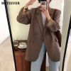 BGTEEVER Chic Loose Light Green Women Blazer Summer One Button Female Suit Jacket Full Sleeve Outwear blaser femme 2021