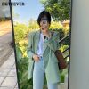 BGTEEVER Chic Loose Light Green Women Blazer Summer One Button Female Suit Jacket Full Sleeve Outwear blaser femme 2021