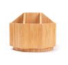 Bamboo Rotating Makeup Organizer, Multi-Function Makeup Organizer 360-degree Rotating with 7 Sections Large Capacity Cosmetic St