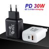 Smart 30W Plug PD Phone Charger Fast Charging Power Adapter