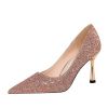 New Women Pumps Glitter Crystal High Heels for Women Shoes Gold Black Elegant Wedding Chunky Female Stiletto