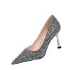 New Women Pumps Glitter Crystal High Heels for Women Shoes Gold Black Elegant Wedding Chunky Female Stiletto