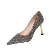 New Women Pumps Glitter Crystal High Heels for Women Shoes Gold Black Elegant Wedding Chunky Female Stiletto