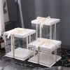 Food Grade Custom Transparent PET Plastic Decorative Wedding Square Cake Boxes In Bulk