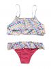 custom logo kids girls swimming tankini two piece bikinii set with frill at top