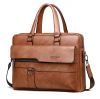 Custom logo PU Leather Mens Laptop Briefcase Bag for Men