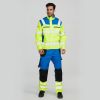 Reflective safety blue construction jacket with zipper