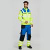 Reflective safety blue construction jacket with zipper