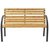 Outdoor steel legs 2 wood seaters 7 Slats Park Bench with Plastic Back