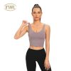 Women Longline Sports Bra Sports Tank Top with Built in Bra Workout Tank Top Fitness Running Gym Crop Top Removable Pad