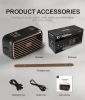 Retro Style Bluetooth Portable Speaker, Louder Volume, Crystal Clear Stereo Sound, Rich Bass, 15 Meters Wireless Range, Microphone, Bluetooth 5.0 Speakers 