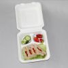 9 Inch Compostable Sugarcane Bagasse Free Clamshell 3 Compartment Food Container