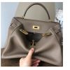 Litchi pattern togo leather one shoulder messenger Kelly bag leather 25 28 32 hand-held genuine leather women's bag lock Kelly