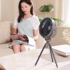Tripod 3 Legs Air Cooler Battery Power Rechargeable Portable Mini Stand Fan with Lamp Remote Control for Tent Camping Household Office 2000mAh Flexible Storage
