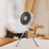 Tripod 3 Legs Air Cooler Battery Power Rechargeable Portable Mini Stand Fan with Lamp Remote Control for Tent Camping Household Office 2000mAh Flexible Storage