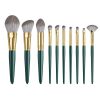 Professional Private Label Green Makeup Brush Kit Soft Synthetic Hair Powder Eyeshadow Beauty Tools