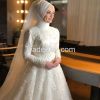 Lace Muslim Wedding Dresses High Neck Appliques Bridal Gowns