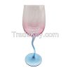 Curved Blue Stem Vintage Wine Glasses