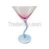 Curved Blue Stem Vintage Wine Glasses