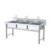  304 stainless steel sink thickened commercial three-slot three-eye three-connected pool Samsung three-pool sink wash vegetable 