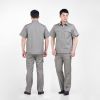 Oil proof, waterproof and anti-static short sleeved overalls suit wear-resistant and breathable factory workshop auto repair customized labor protection light gray height 160-190, wearable Starting from 10 sets