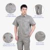 Oil proof, waterproof and anti-static short sleeved overalls suit wear-resistant and breathable factory workshop auto repair customized labor protection light gray height 160-190, wearable Starting from 10 sets