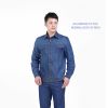 Summer thin denim men's auto repair cotton labor protection clothes welder factory maintenance wear-resistant breathable long sleeved electric welding work clothes denim suit Height 160-190, wearable Starting from 10 sets